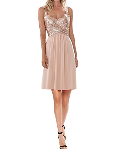 rose gold short formal dress Off-Shoulder Short Rose Gold Prom Dress with Sequins Rose Gold / XSmall main image 1