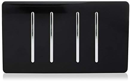 Trendi ART-SS33BK Artistic Modern Glossy 4 Gang 1 Way White Rocker Double Plate Tactile Light Switch in Black