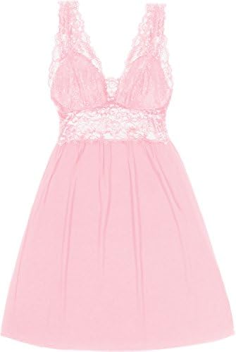 Undies Affair Nightgown For Women - Sexy Lace Lingerie Nightie In Cotton (X-Large, Pink)