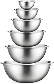 Premium Stainless Steel Mixing Bowls (Set of 6) Stainless Steel Mixing Bowl Set - Easy to Clean, Nesting Bowls