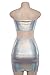 Velius Women's Metallic Shiny Off Shoulder Crop Top + Mini Dress Two Piece Outfit Set (Small, Silver)