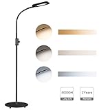 AUKEY LED Floor Lamp, 3 Color Temperatures & 20 Dimmable Brightness Levels, Eye Care Floor Light with Flexible Gooseneck, Standing Reading Lamp for Living Room, Bedroom, Office and Dorm(8W)