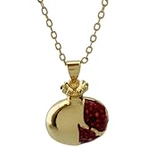 Cykdohy Red Pomegranate Pendant Necklace For Women Goldtone Cute Delicate Tropical Fruit Charm Adjustable Link Chain Choker Necklaces Fashion Summer Christmas Birthday Jewelry Gift
