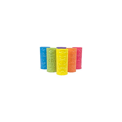 Plastic Tiki Cups Bulk Set of 12, Each holds 24 oz Luau Party