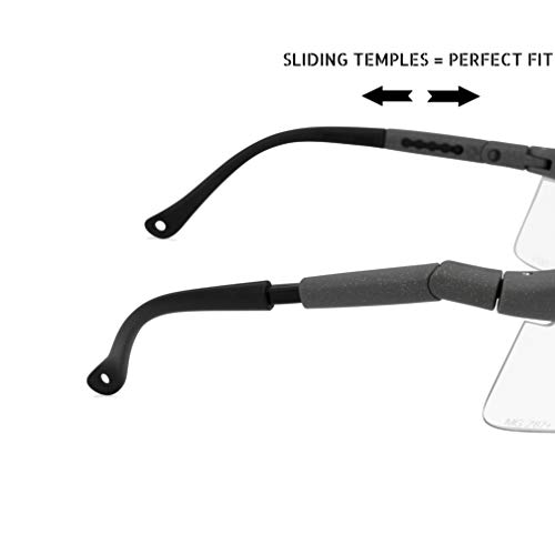 Ruddman Supplies - Clear Safety Glasses - Scratch Resistant Lenses - 99.9% UV Protection - Fully Adjustable Temples - 3 Pack