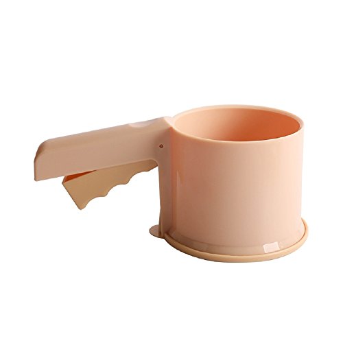 Flour sifter light orange with lid at the bottom 50-350ml capacity sieve flour