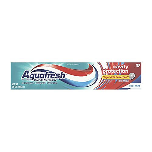 AQUAFRESH CAVITY PROTECTION FLUORIDE TOOTHPASTE FOR HEALTHY GUMS, STRONG TEETH, AND FRESH BREATH, COOL MINT, 5.6 OZ
