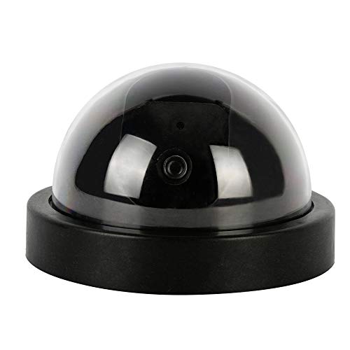 Fake Dummy Security Camera, Spessn Indoor Outdoor CCTV Surveillance System Flashing Red LED Light(Black)
