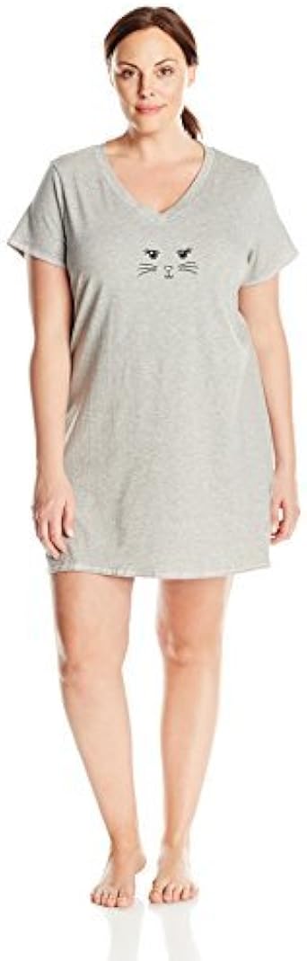 Rene Rofe Women's Plus Size V Neck Nightshirt, Converchar, 3X at Amazon Womenâs Clothing store