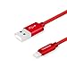 Tranesca Nylon Braided Apple Charging Cable for iPhone X,iPhone8,iPhone 7/7 Plus/iPhone 6/6s/iPad Air/iPad Pro and More-Red (6 Feet/1.8 Meter)