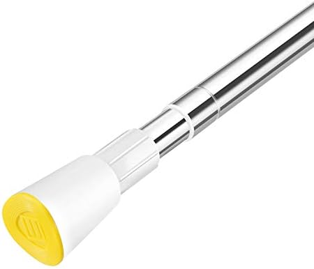 VOBILLOW Shower Curtain Rod Brushed 51inch - 95inch Long Tension Adjustable No Drilling No Cruved Never Collapse Suitable Bathroom, Kitchen, Wardrobe, Balcony