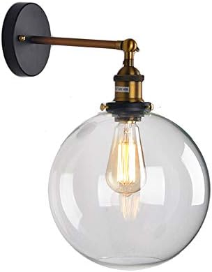 HJXDtech Modern Vintage Industrial Lamp Shade Glass Ceiling Round Shade Pendant Light Brass E27 Base (Clear, Wall Lamp)