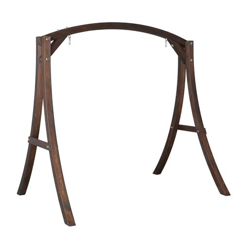 VINGLI 6.7FT Wooden Porch Swing Frame, 1000-lb A-Frame Stand, Rustic | 1000-Lb