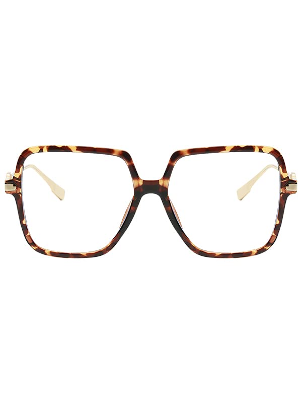 KAEOISFU Oversized Square Reading Glasses for Women, Fashion Large Blue Light Blocking Readers, Big Frame Anti Eyestrain Eyeglasses Suitable for People with Large Faces(Multicolor，+2.75