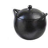 Authentic Chamba Soup &amp; Bean Pot - Elegant, All-Natural Black Clay Pot with Cover for Slow, Even Cooking - Stovetop &amp; Oven Safe - Handmade in Colombia SS3 (8'' x 8'' x 6'' - 3.5 Qt.)