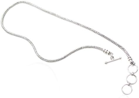 1974 Sterling Silver Artisan Classic Naga Chain Necklace With Adjustable Toggle Clasp, 16"