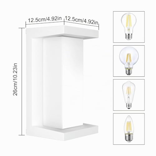Klighten 2 pieces E27 outdoor wall lamp, IP65 wall lamp, maximum power 60W aluminium wall lamp, suitable for indoor outdoor (without bulb), white