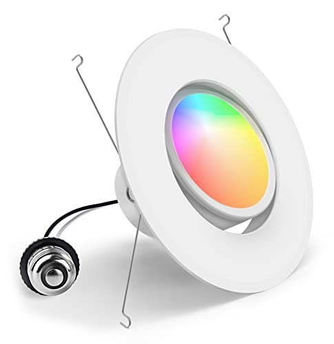 SAATLY Smart Recessed Lighting,5/6 Inch 15W RGBWW LED Can ...