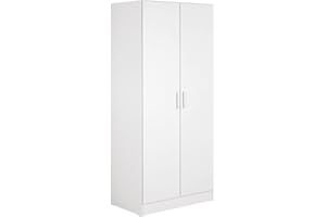 Madesa Wardrobe Cabinet with 2 doors, space for storage, ample shelf - White, 71” H x 20” D x 31” L