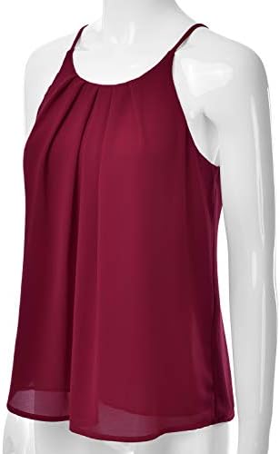 EIMIN Women's Crewneck Pleated Front Double Layered Chiffon Cami Tank Top (S-3X) 2 EIMIN Women's Crewneck Pleated Front Double Layered Chiffon Cami Tank Top (S-3X)