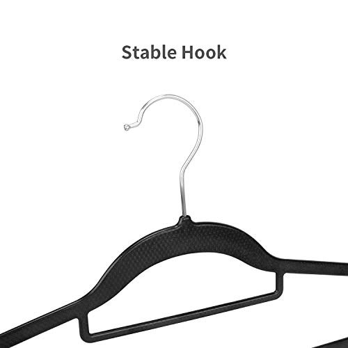 IEOKE Plastic Hangers for Clothes - 30 Pack Lightweight Space Saving Black Clothes Hangers, Heavy Duty Hangers with Notches on Shoulders for Skirts Suits Coats Scarves and Camisole