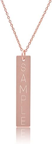 De Lelu 14k Rose Gold Filled Personalized Engravable Vertical Bar Necklace