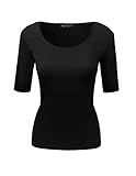 INCH & FIT Women's Solid Basic 3/4 Sleeve Round Neck T-Shirts(S-3X)