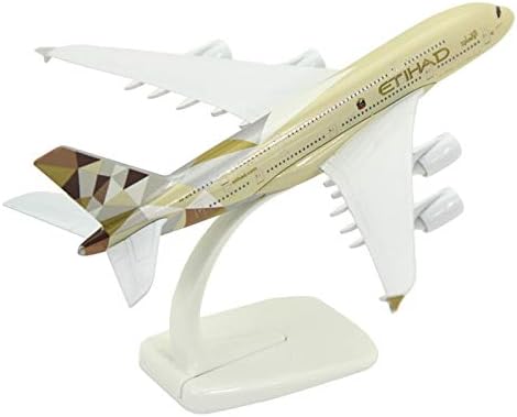 DDUUOO Gift 20Cm Airplanes Etihad Airways Airbus A380 Airplane Plane Model Diecast Metal Aircraft Model Toys Kids Gift Collection Display