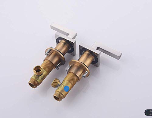 Two Handle Lavatory Bathroom Faucet, Widespread Bathroom Faucet 3 Hole 8 Inches Solid Brass Lead Free,2 Handle Vanity Basin Sink Faucet Brushed Nickel, Etel Y2513