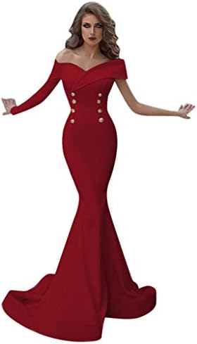 Kauneus Women's Sexy Elegant One Shoulder Evening Long Dress Wedding Evening Party Maxi Dress