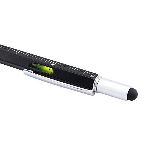 Falytemow 6 in 1 Multi Tool Tech Pen Multifunction as 0.7mm Black Ballpoint Pen Touchscreen Stylus Ruler Level Flathead and Phillips Screwdriver Cool Pen for Christmas or Valentine Gift (1pcs Black) - Thumbnail 4