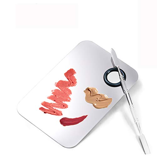 Rolybag stainless steel cosmetic make-up palette with Spatula Tool Makeup Art Toolï¼Œ For Makeupï¼Œ Nailï¼ŒEye Shadow Makeup Professional Pigment Blending etc.ï¼ˆSilverï¼‰