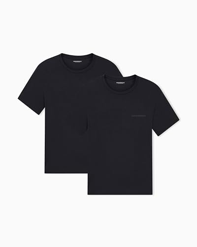 Emporio Armani Lot de 2 t-Shirts à col Rond en Viscose écologique pour Homme Noir Taille L Coupe ajustée, Noir, L