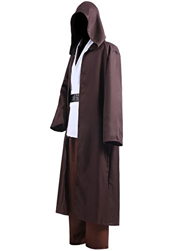 ALIZIWAY Unisex Tunic Jedi Costume OBI Wan Kenobi Halloween Cosplay Hooded Robe Cloak for Adults Y056M