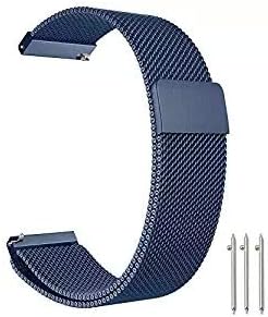 Cooldot Fossil Watch Band, 18mm Stainless Steel Band + Milanese Loop Mesh Replacement Metal Strap for Fossil Gen 4 Q Venture HR/Gen 3 Q Venture Smartwatch (18mm Blue)