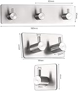 Koksi 3-Hook Stainless Steel Self-Adhesive Hanger Kitchen Bath Hallway view 5