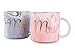 Mr. & Mrs. Coffee Mug Set - Ceramic Wedding, Cute, Elegant, Funny Couples Gift - Marble with Gold Cursive Text