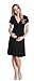 Happy Mama. Women's Maternity Jersey Flare Baby Shower Dress Short Sleeves. 108p (Black, US 8, L)