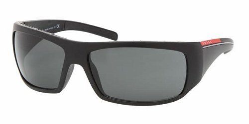 Prada Sport PS01LS Sunglasses-1BO/1A1 Matte Black Black Rubber (Gray Lens)-65mm