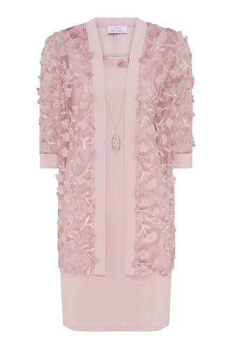 Gina Bacconi Women's Floral Applique Dress Ad Jacket with Detachable Necklace Cocktail, Blush, 16