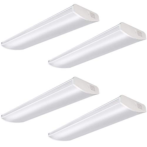 Hykolity 4FT LED Commercial Wraparound Light Low Profile, 60W 6000lm Linear Flushmount Office Ceiling Light Fixture [4 lamp 4ft 32W Fluorescent Equivalent] 5000K Daylight White – 4 Pack