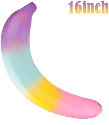 Bagvhandbagro Jumbo Colorful Banana Squishy, 16 Inch Giant Soft Fruit Squishies Cream Scented Slow Rising Squeeze Toy Stress Relief Toys for Kids Collection Gift, Large Decorative Props