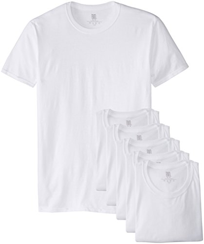 BVD Men's 6 Pack Crew Tee, White, Large