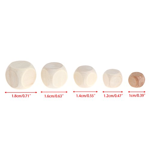 Hacloser 10Pcs/Set 6 Sided Blank Wood Dice, Wooden Cubes Crafts, Party Family DIY Board Games Printing Engraving Kid Toys 10mm-18mm (16mm)