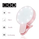 GHodec Selfie Ring Light,Surper Bright Small Clip-on Camera Light, Photography Light Compatible with iPhone,Phone,Sumsung Galaxy,Makeup (Pink)