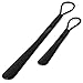 20/12 inch Shoe Horn with Loop (2 pack) - Long & Short Handled Shoehorn (Black)