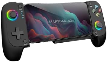 MGPX, Gamepad Bluetooth 5.0 2en1, RGB Neon, Vibración Dual y Función Turbo, Soporte Smartphone Hasta 6.8", Mando Multifunción Compatible PC, Android, iOS y Consolas, USB-C y Funda, Negro