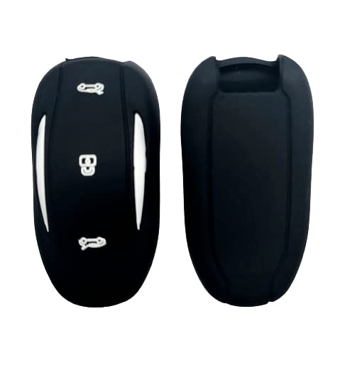 StyleC Car Remote Key Case Full Cover Fob Holder Shell compatible with Tesla Model 3 S X Y soft silicone protector (Black)