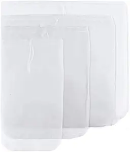 Newokg 4 Pack 200 Micron Nut Milk Bag - Reusable Food Strainer Fine Mesh Bag, Almond Soy Milk Yogurt Nylon Bag, Filter Bags for Cold Brew Coffee Tea Beer Juice, 4 Sizes