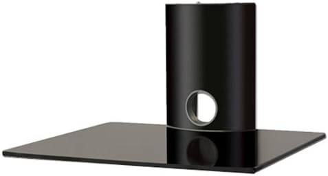 1home 1x Black Wall Mount Floating Shelf with Strengthened Tempered Glass for DVD Players/Cable Boxes/Games Consoles/TV Accessories